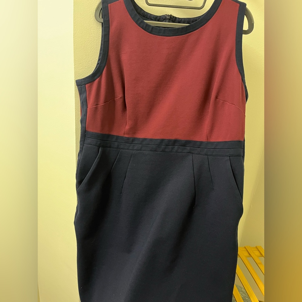 Lands' End Two-Tone Burgundy and Navy Dress